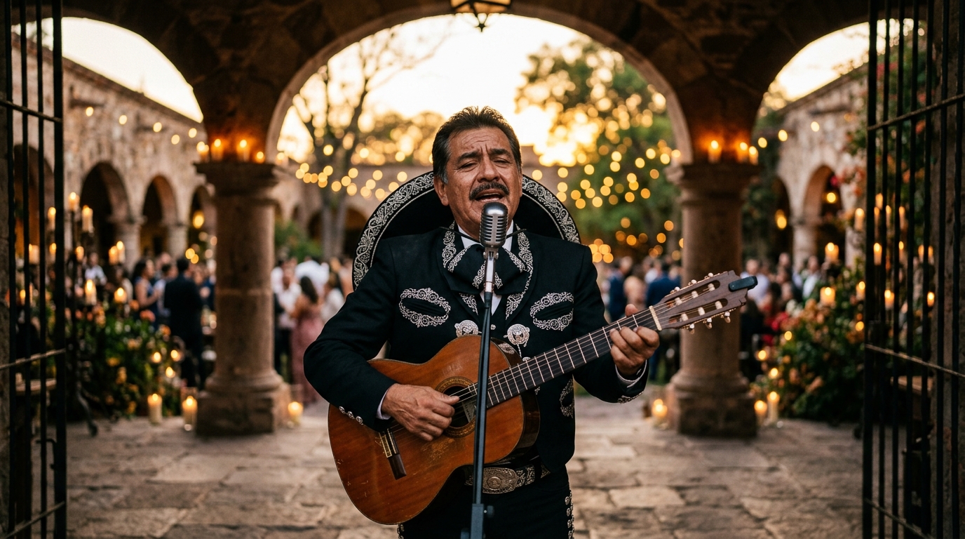 Mariachi y voz lírica en directo al atardecer para tu boda
